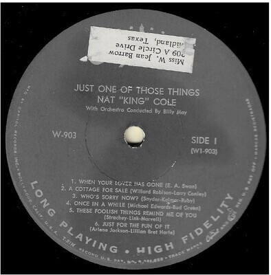 Cole, Nat King / Just One of Those Things | Capitol W-903 | Mono | 1957