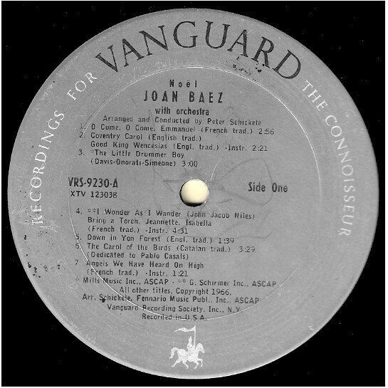 Baez, Joan / Noel | Vanguard VRS-9230 | November 1966