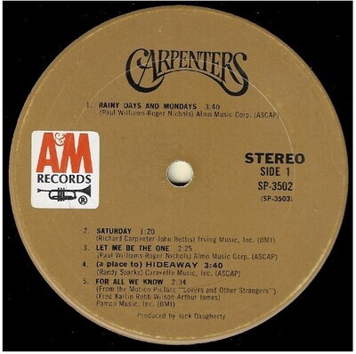 Carpenters / Carpenters | A+M SP-3502 | May 1971