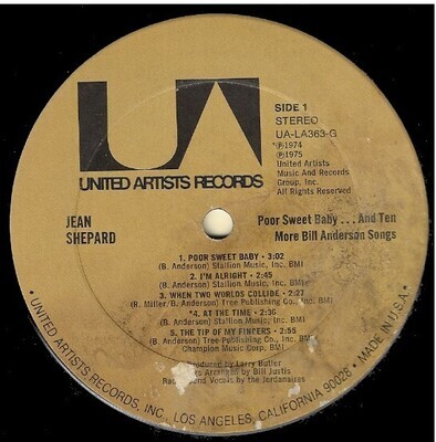 Shepard, Jean / Poor Sweet Baby...and Ten More Bill Anderson Songs | United Artists UA-LA363-G | Stereo | 1975