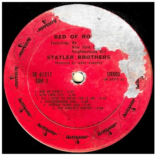 Statler Brothers, The / Bed of Rose&#39;s | Mercury SR-61317 | January 1971