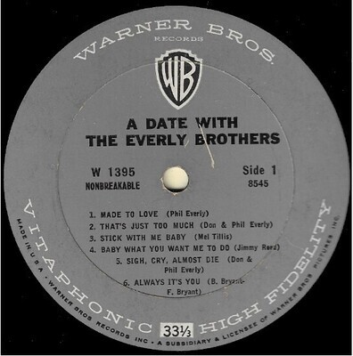 Everly Brothers, The / A Date With The Everly Brothers | Warner Bros. W-1395 | October 1960