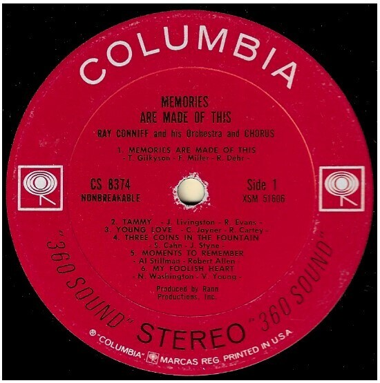 Conniff, Ray / Memories Are Made of This | Columbia CS-8374 | January 1961