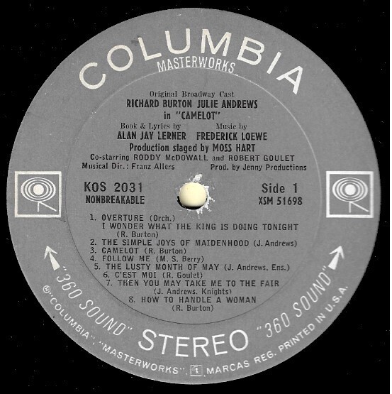 Original Cast / Camelot | Columbia Masterworks KOS-2031 | Stereo | 1960