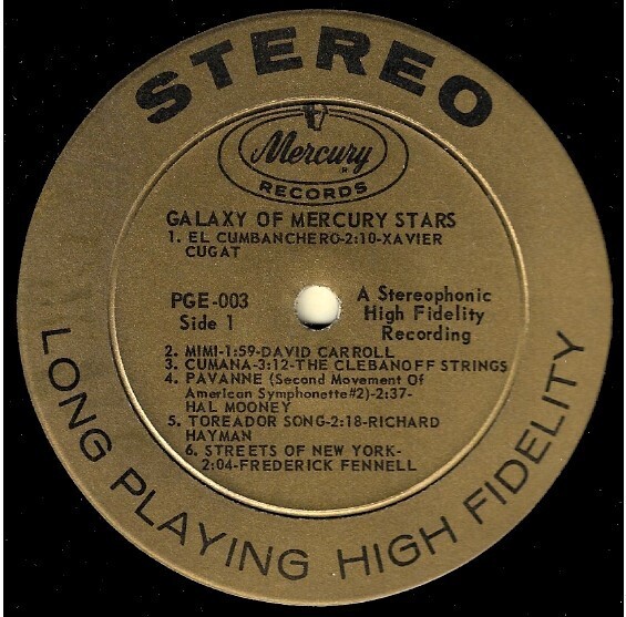 Various Artists / Galaxy of Mercury Stars | Mercury PGE-003 | Stereo | 1961