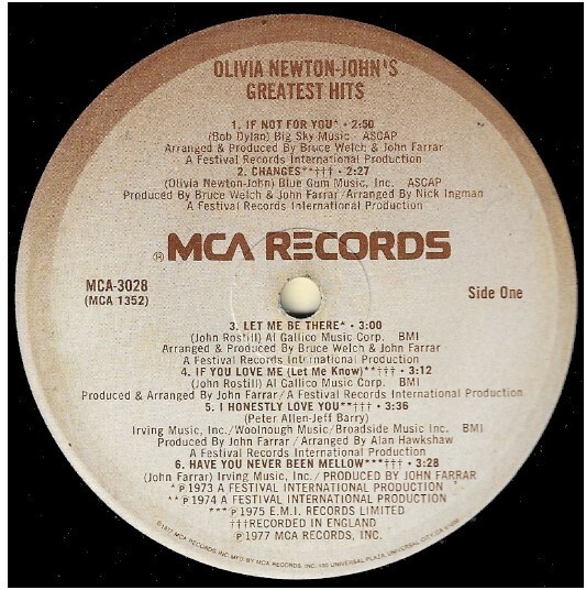 Newton-John, Olivia / Greatest Hits | MCA Records MCA-3028 | October 1977