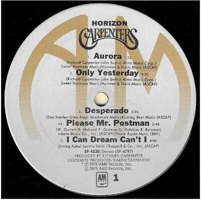 Carpenters / Horizon | A+M SP-4530 | June 1975