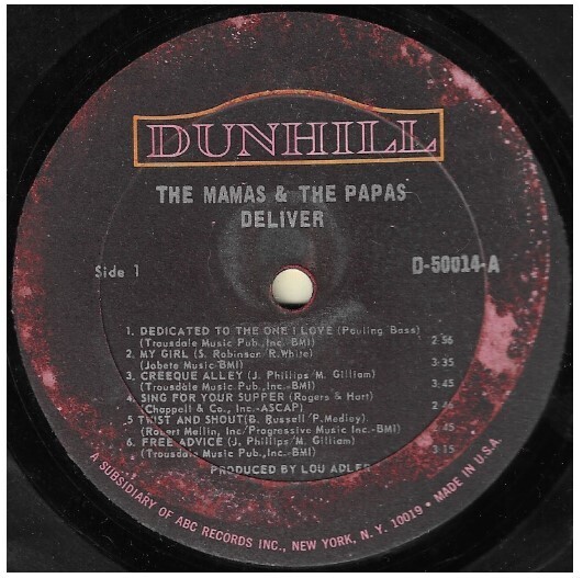 Mamas + Papas, The / Deliver | Dunhill D-50014 | January 1967