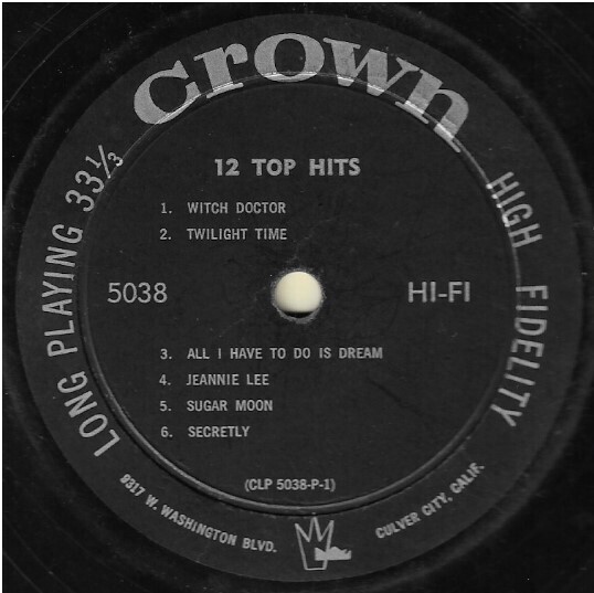 Uncredited Artists / 12 Top Hits | Crown CLP-5038 | Mono | 1957