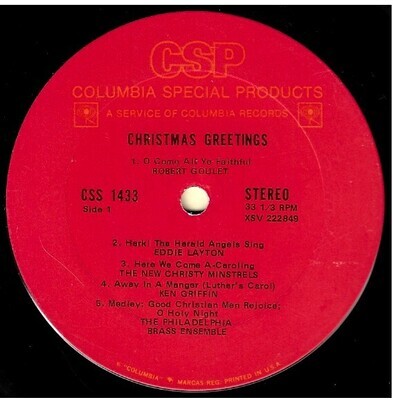 Various Artists / Christmas Greetings | Columbia Special Products CSS-1433 | Stereo | 1970