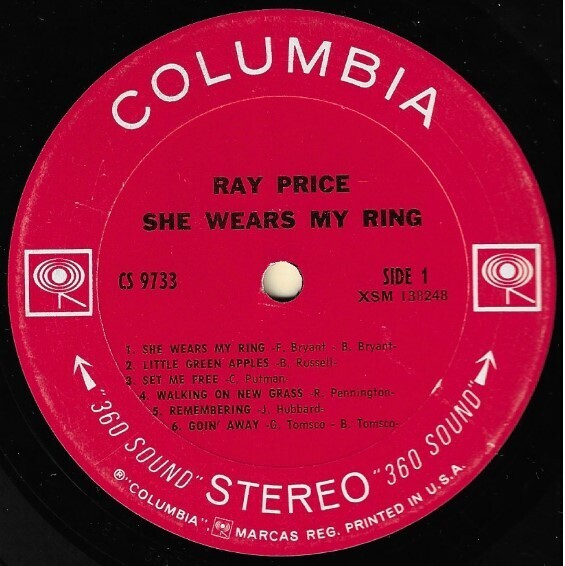 Price, Ray / She Wears My Ring | Columbia CS-9733 | December 1968