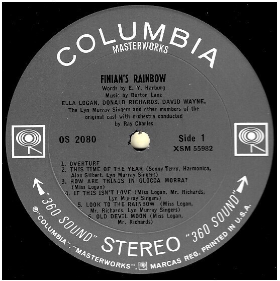 Original Cast / Finian&#39;s Rainbow | Columbia Masterworks OS-2080 | Stereo | August 1962