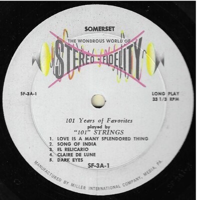 101 Strings / 101 Years of Favorites | Somerset SF-3A | Stereo Fidelity | 1965
