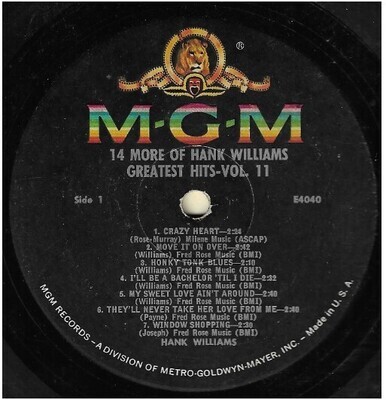 Williams, Hank / 14 More of Hank Williams Greatest Hits - Vol. II | MGM E-4040 | June 1962