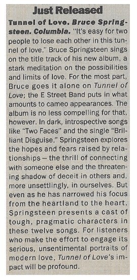 Springsteen, Bruce / Just Released - Tunnel of Love | November 1987