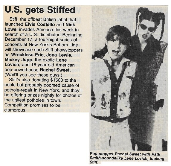 Sweet, Rachel / U.S. Gets Stiffed | with Lene Lovich | December 1978