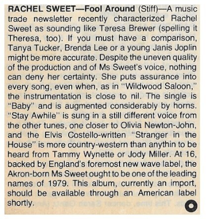 Sweet, Rachel / Fool Around | January 1979