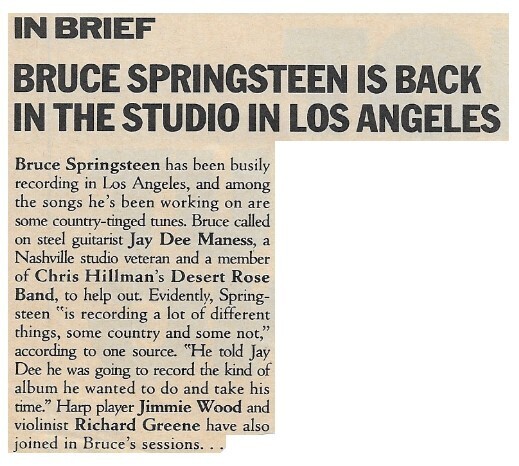 Springsteen, Bruce / Back in the Studio in Los Angeles | July 1987