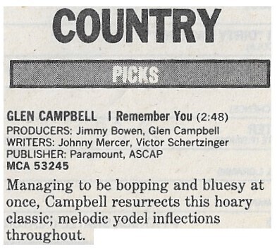 Campbell, Glen / I Remember You | February 1988