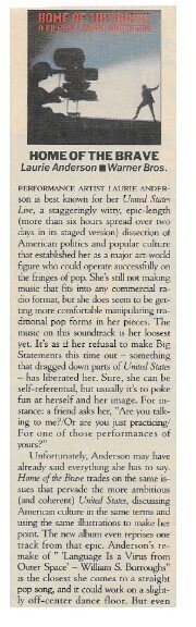 Anderson, Laurie / Home of the Brave | May 1986