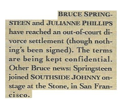 Springsteen, Bruce / Julianne Phillips Divorce | January 1989
