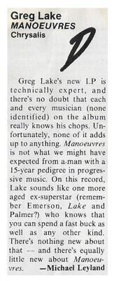 Lake, Greg / Manoeuvres | November 1983