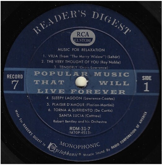 Bentley, Robert / Music For Relaxation | Reader&#39;s Digest RDM-31-7 | Mono | 1961