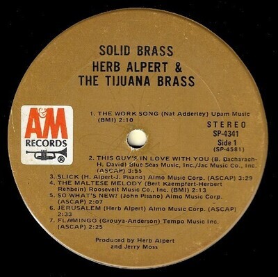 Alpert, Herb (+ The Tijuana Brass) / Solid Brass | A+M SP-4341 | May 1972