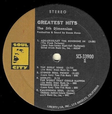 5th Dimension, The / Greatest Hits | Soul City SCS-33900 | May 1970
