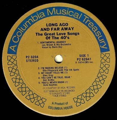 Various Artists / Long Ago and Far Away - The Great Love Songs of the 40's | Columbia House P2-6264 | Stereo | 1974