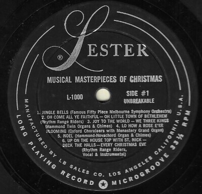 Various Artists / Musical Masterpieces of Christmas | Lester L-1000 | Mono