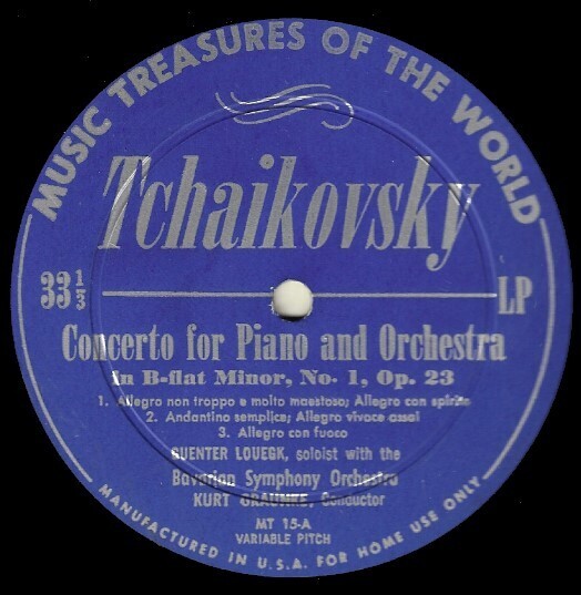 Graunke, Kurt / Tchaikovsky: Concerto for Piano and Orchestra | Music Treasures of the World MT-15