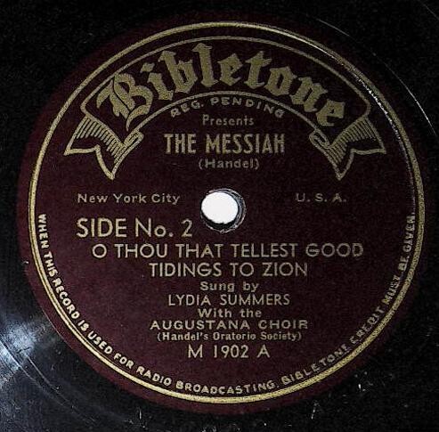 Summers, Lydia / O Thou That Tellest Good Tidings to Zion | Bibletone M-1902 | 1947