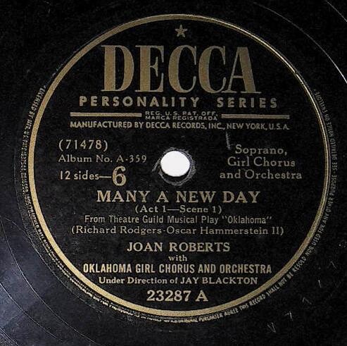 Roberts, Joan / Many a New Day | Decca 23287 | December 1943