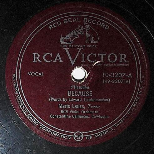 Lanza, Mario / Because | RCA Victor Red Seal 10-3207 | July 1951