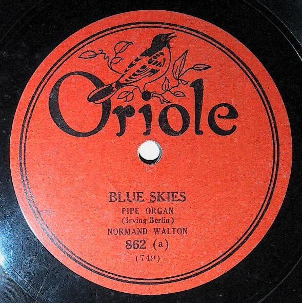 Walton, Normand / Blue Skies | Oriole 862 | 1927