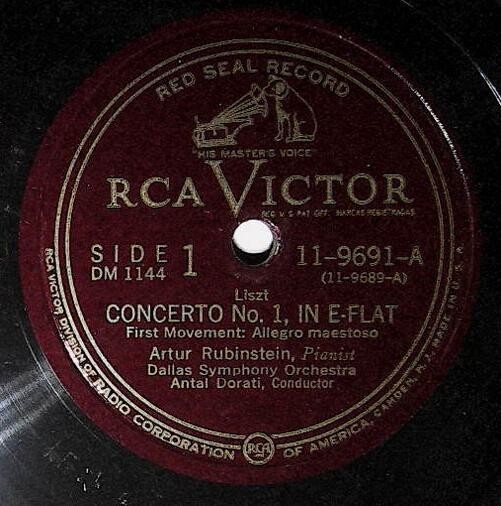 Rubinstein, Artur / Liszt: Concerto No. 1, in E-Flat (First Movement) | RCA Victor Red Seal 11-9691 | 1947