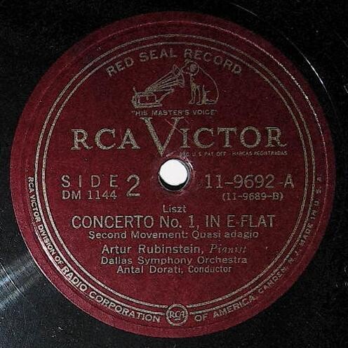 Rubinstein, Artur / Liszt: Concerto No. 1, in E-Flat (Second Movement) | RCA Victor Red Seal 11-9692 | 1947