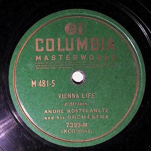 Kostelanetz, Andre / Vienna Life | Columbia Masterworks 7393-M | 1941