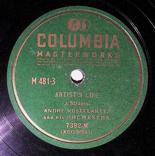 Kostelanetz, Andre / Artist&#39;s Life | Columbia Masterworks 7392-M | 1941