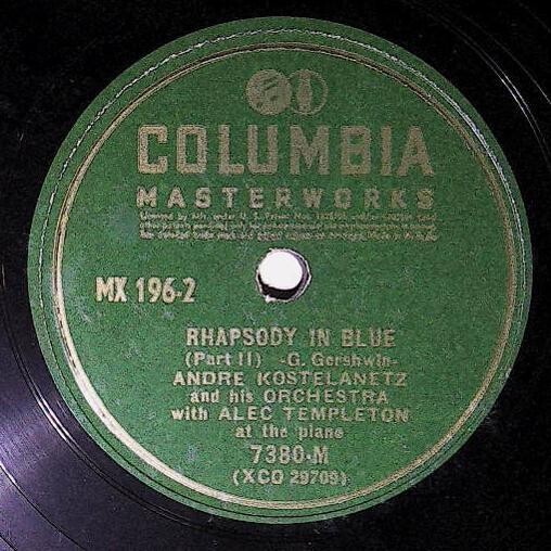 Kostelanetz, Andre / Rhapsody In Blue (Part 2) | Columbia Masterworks 7380-M | 1942