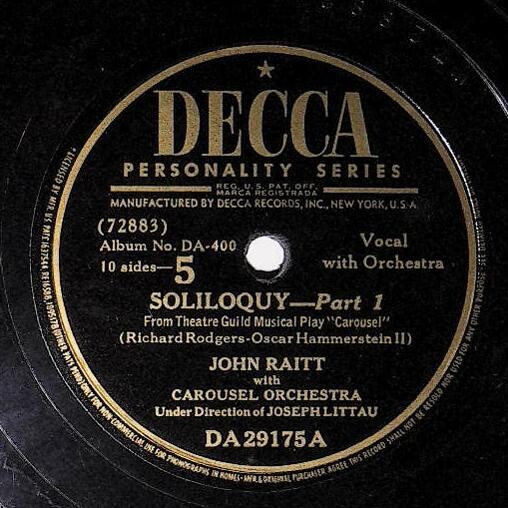 Raitt, John / Soliloquy-Part 1 | Decca DA-29175 | July 1945