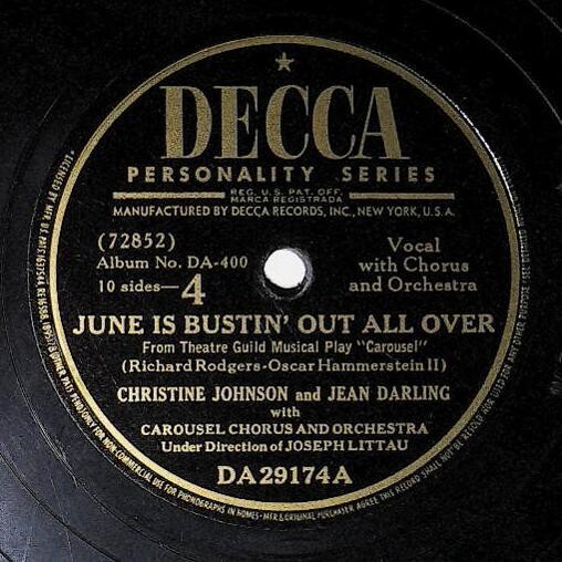 Johnson, Christine (and Jean Darling) / June is Bustin&#39; Out All Over | Decca DA-29174 | July 1945