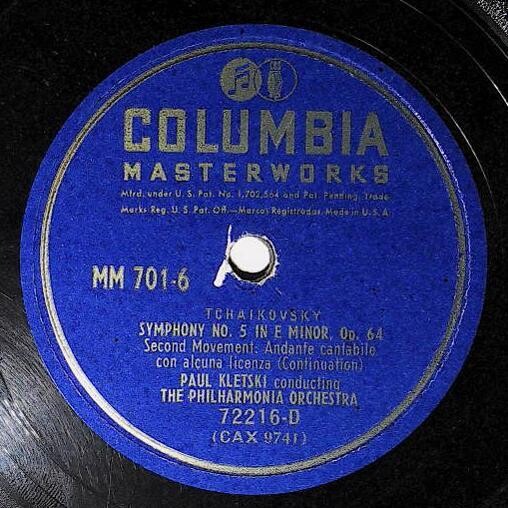 Kletski, Paul / Tchaikovsky: Symphony No. 5 In E Minor, Op 64 (Second Movement) | Columbia Masterworks 72216-D | 1947 | Continuation