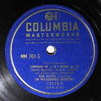 Kletski, Paul / Tchaikovsky: Symphony No. 5 In E Minor, Op 64 (Second Movement) | Columbia Masterworks 72215-D | 1947 | Beginning