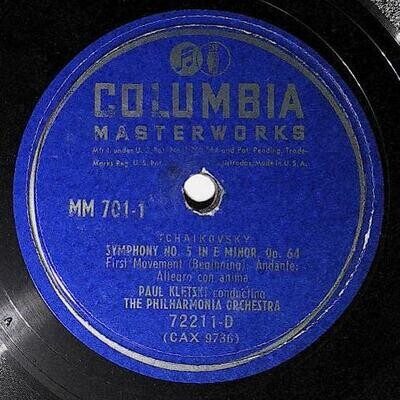 Kletski, Paul / Tchaikovsky: Symphony No. 5 In E Minor, Op 64 (First Movement) | Columbia Masterworks 72211-D | 1947 | Beginning