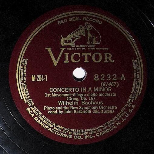 Bachaus, Wilhelm / Grieg: Concerto In A Minor (1st Movement) | Victor Red Seal 8232 | 1940