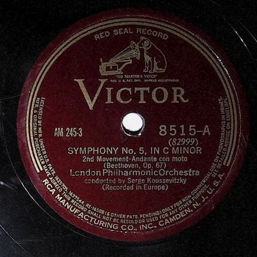 Koussevitzky, Serge / Beethoven: Symphony No. 5, In C Minor (2nd Movement) | Victor Red Seal 8515 | Andante con moto | 1935