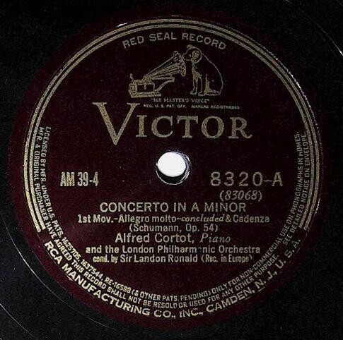 Cortot, Alfred / Schumann: Concerto In A Minor (1st Movement) | Victor Red Seal 8320 | Concluded | 1934