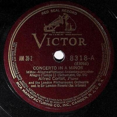 Cortot, Alfred / Schumann: Concerto In A Minor (1st Movement) | Victor Red Seal 8318 | Tempo 1 | 1934